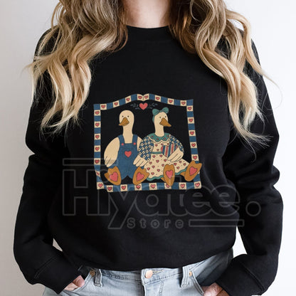 Vintage Geese Sweatshirt: Retro Flying Goose Graphic Crewneck, Cottagecore Bird Lover Apparel