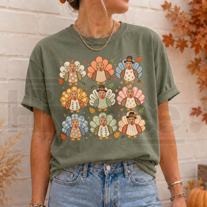 Comfort Colors Boho Turkey Thanksgiving Preppy Fall Tee