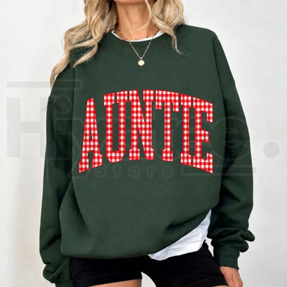 Customize MAMA Gingham Christmas Sweatshirt – Cute Mom Holiday Crewneck