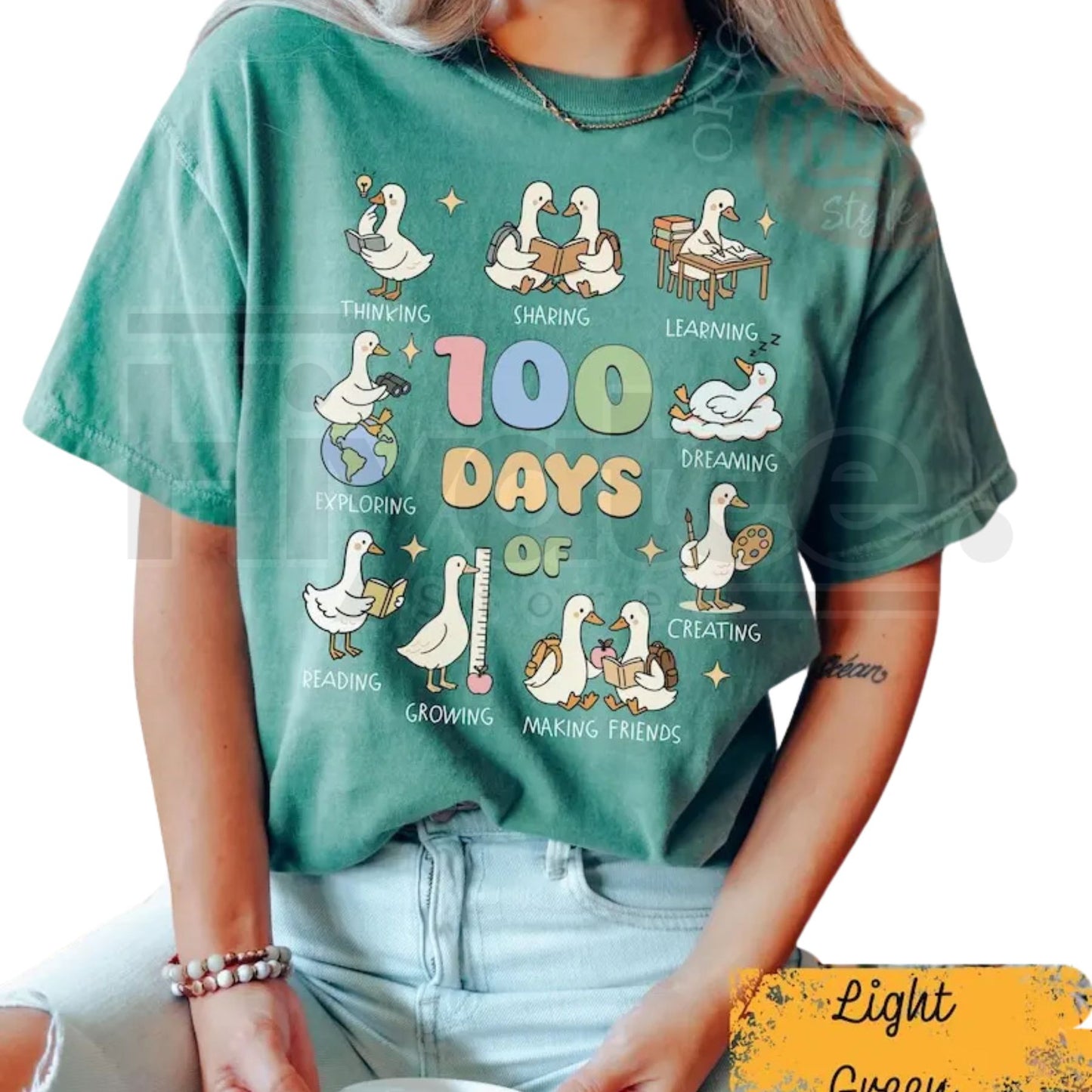 Comfort Colors® 100 Days of School Goose Teacher T-Shirt – Cute Classroom Tee, Funny 100th Day Activities Top