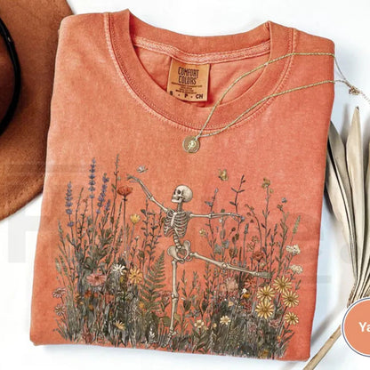 Comfort Colors Skeleton Dancing Arabesque Wildflower Cottagecore Nature Shirt