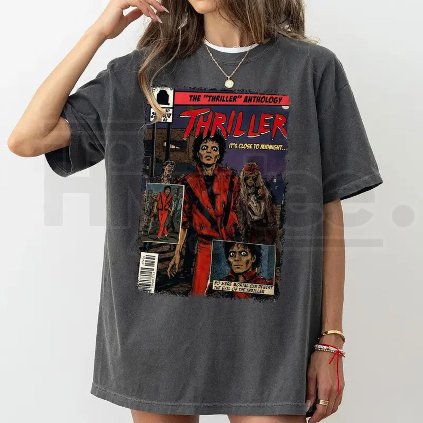 Vintage MJ Comic T-Shirt – Retro King of Pop Thriller Graphic Tee, 80s Pop Culture Music Fan Premium Cotton Gift