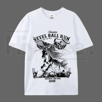 "Steel Ball Run" Horse Racing – SBR American Flag Graphic Top