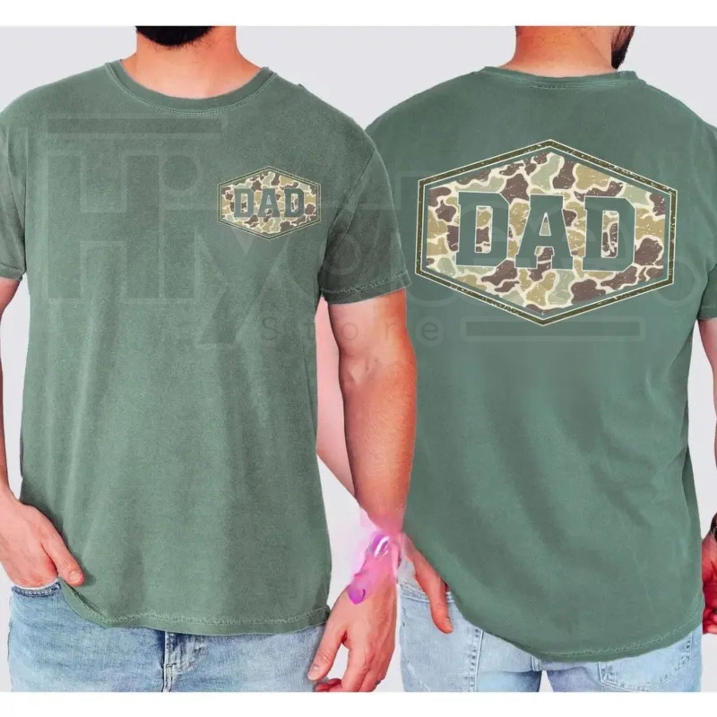 Comfort Colors Camouflage Dad Shirt – Retro Varsity Duck Camo Tee, Trending Father's Day Men's Graphic Casual Outfit Gift