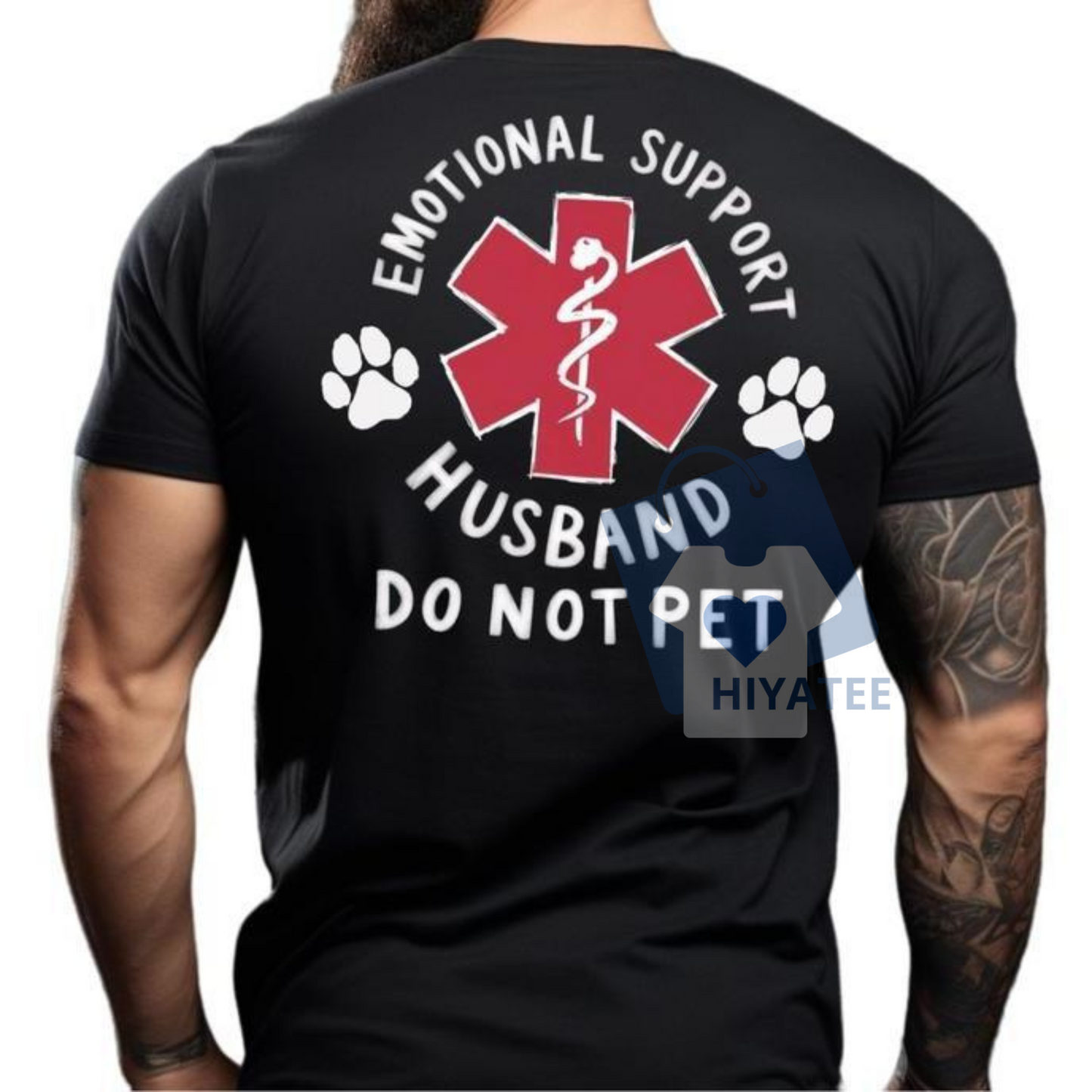 Emotional Support Husband Shirt – Funny “Do Not Pet” Medical Symbol Tee, Gift for Husband/Boyfriend, Short-Sleeve Crew-Neck Top