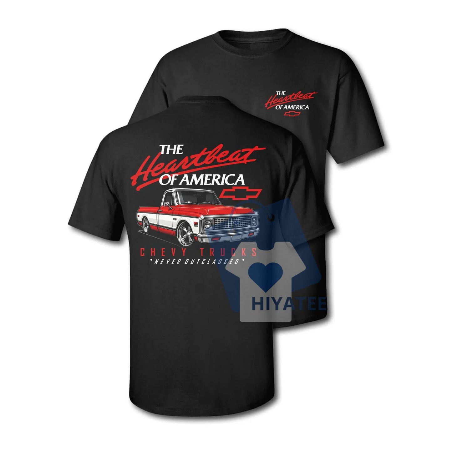 Old School Legend Red Chevy T-Shirt – Vintage “Never Outclassed” Graphic Tee for Car Fans, Classic USA Streetwear