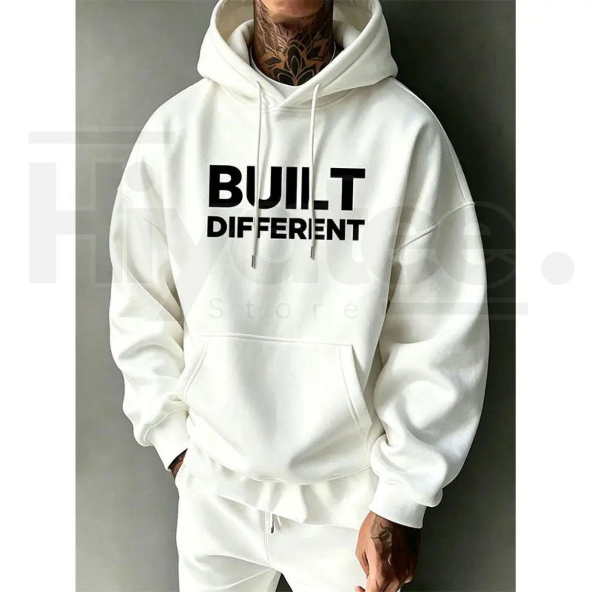 Men's "Built Different" Graphic Hoodie – Motivational Streetwear Pullover, Gym & Casual Fit