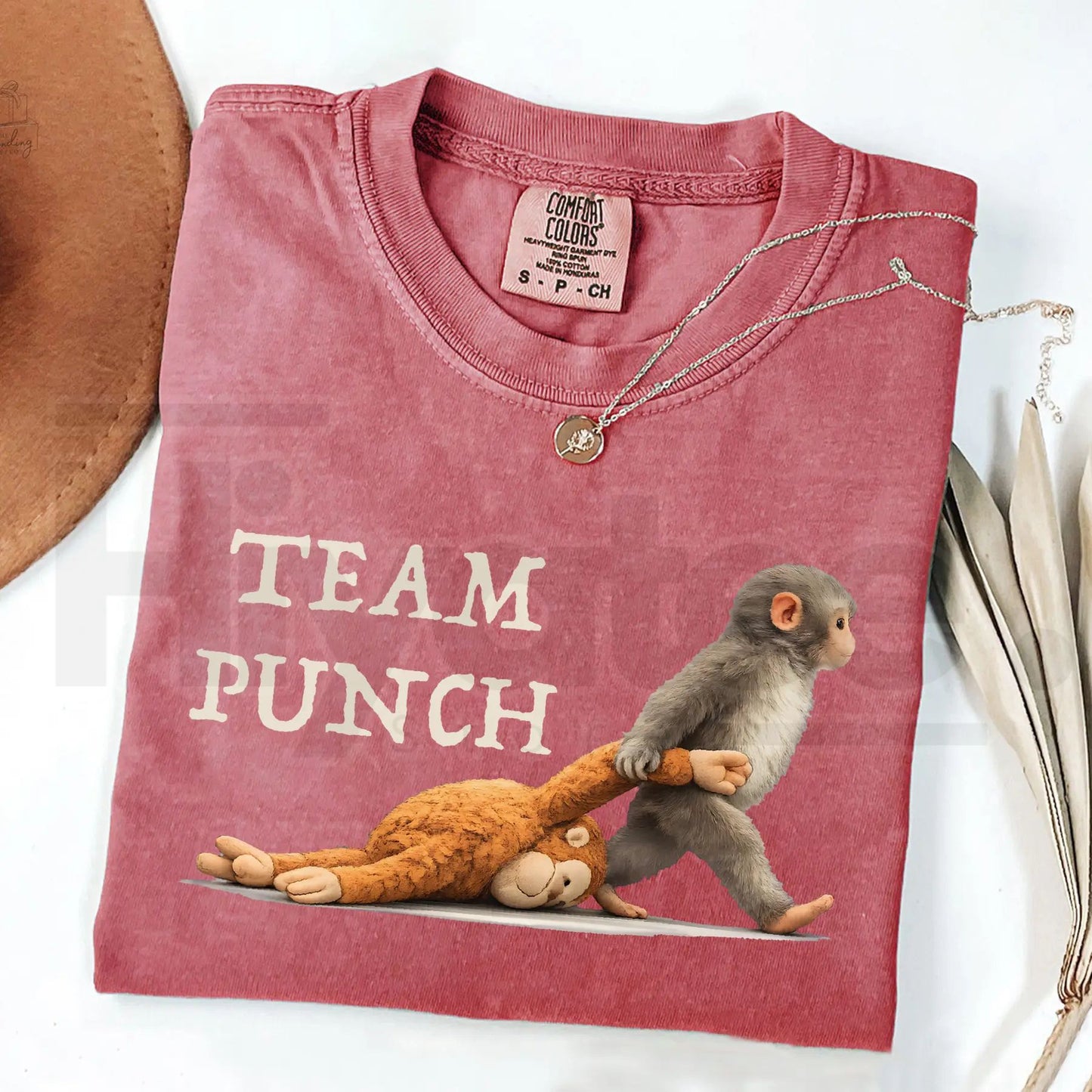 Team Punch Monkey Shirt – Funny Cute Animal Graphic Tee, Retro Comfort Colors® Vintage T-Shirt