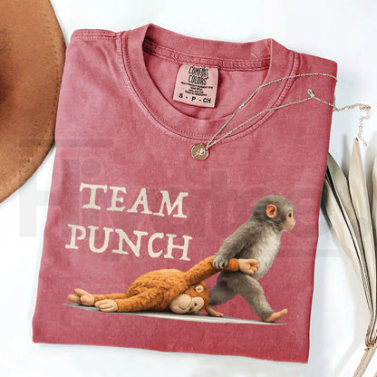 Team Punch Monkey Shirt – Funny Cute Animal Graphic Tee, Retro Comfort Colors® Vintage T-Shirt
