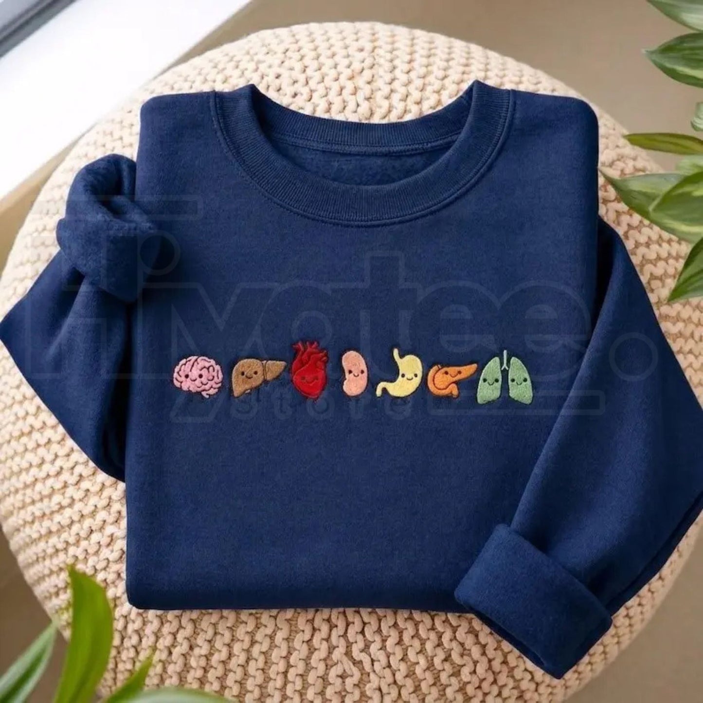 "Cute Organ Friends" Embroidered Sweatshirt – Minimalist Anatomy Healthcare Crewneck