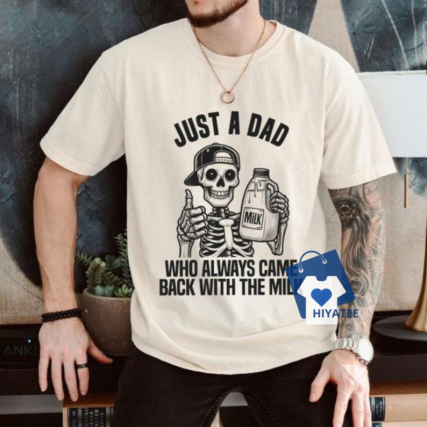 Just A Dad Who Came Back With The Milk Shirt – Funny Father's Day Skeleton Tee