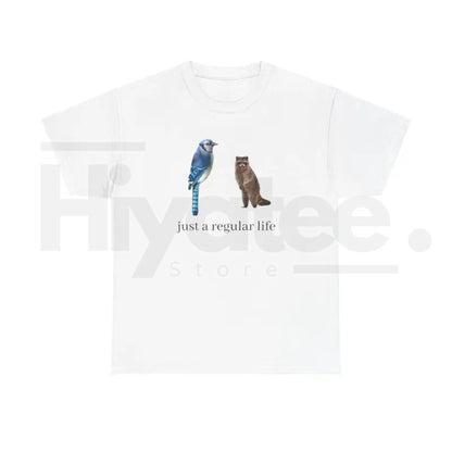 "Just A Regular Life" – Blue Jay and Raccoon Retro Graphic Top