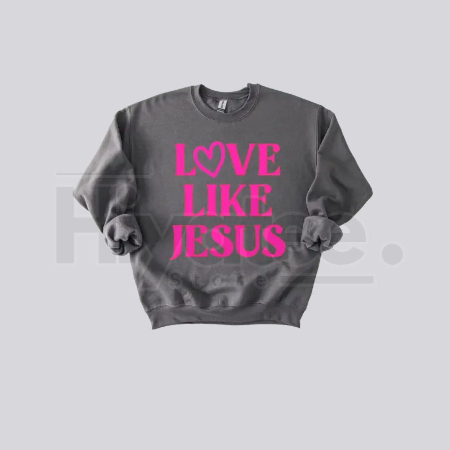 Love Like Jesus Puff Print Valentine’s Day Sweatshirt: 3D Aesthetic Christian Crewneck