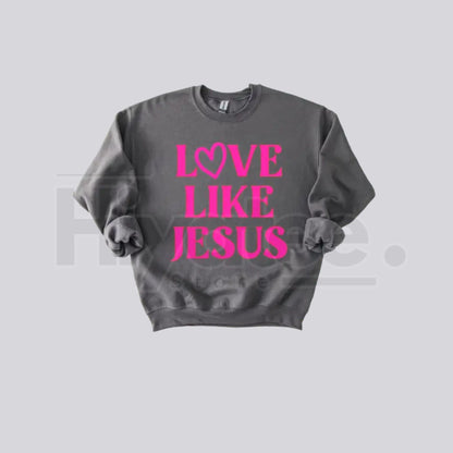 Love Like Jesus Puff Print Valentine’s Day Sweatshirt: 3D Aesthetic Christian Crewneck