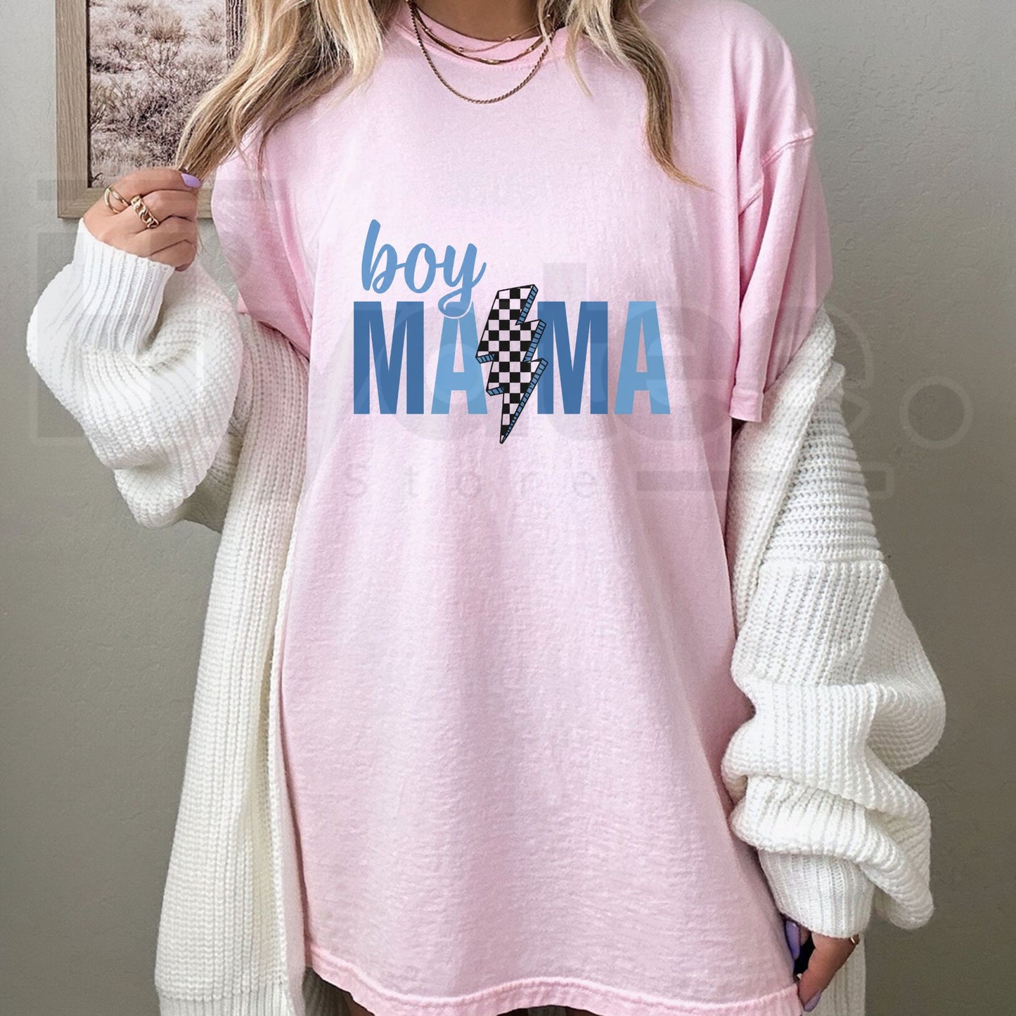 "Boy Mama" Retro Checkered – Mother's Day 2026 Women's Fashion Top