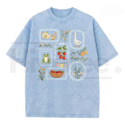 Women's Vintage Acid Wash T-Shirt – Soft Cotton Loose Retro Casual Top