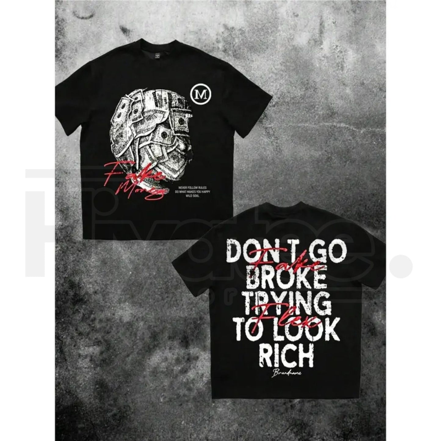 Manfinity EMRG $100 Dollar Bill Print T-Shirt – Men's Oversized Loose Dropped Shoulder Streetwear Tee