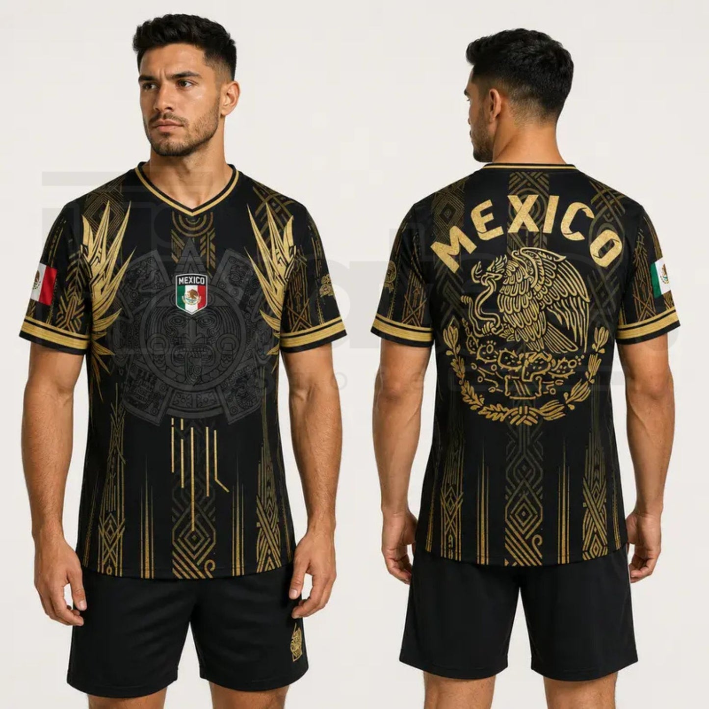 Men's Mexican Aztec Soccer Top – Mexico 2026 Jersey, Casual Sports Fan Gear for Game Day & Training