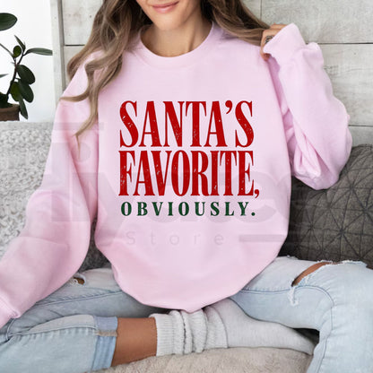 Santa's Favorite Sweatshirt, Funny Christmas Holiday Graphic Pullover