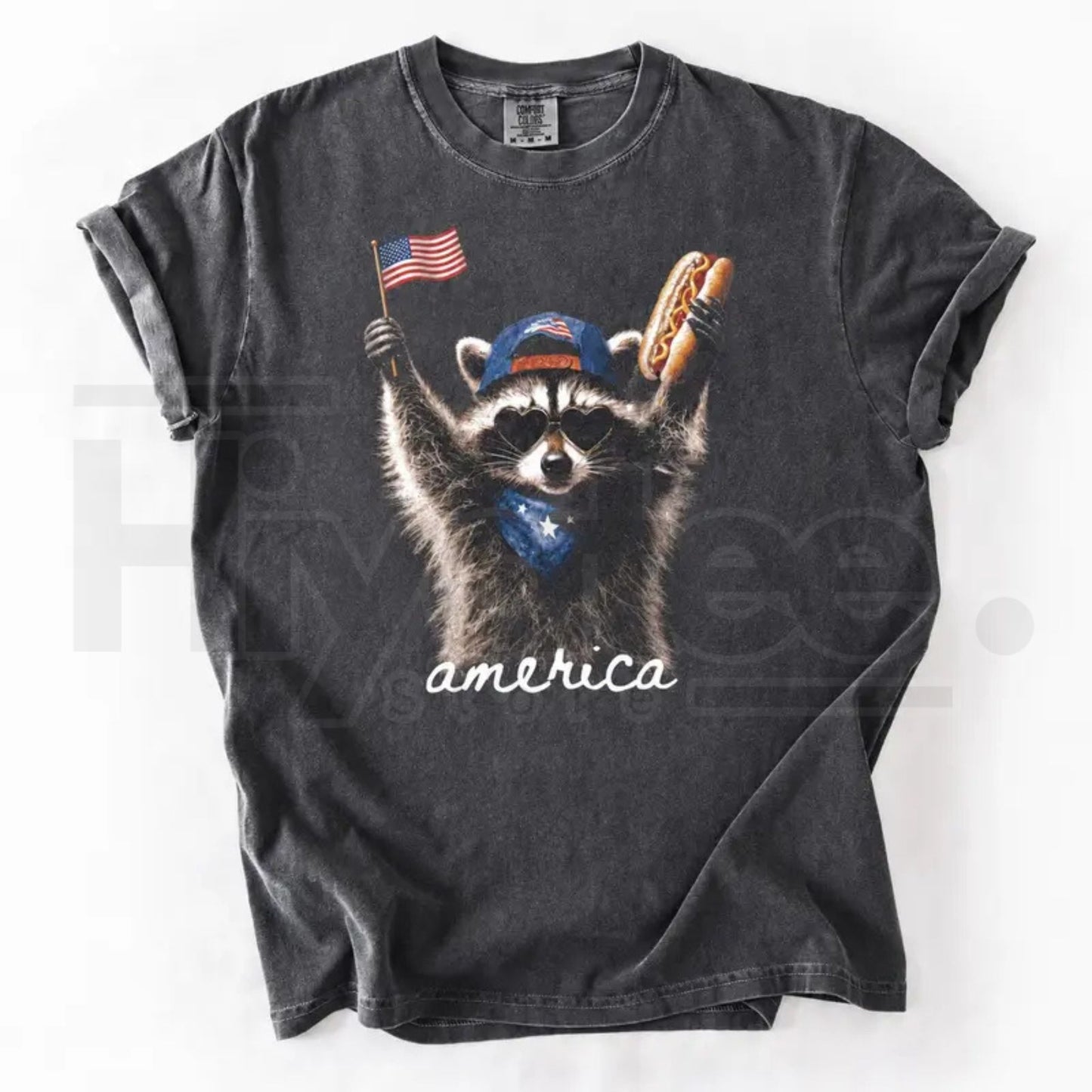 Comfort Colors Feral and Free Raccoon Shirt – Funny Patriotic 4th of July Tee, Retro American Freedom Gift