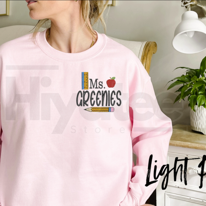 Personalized Teacher Sweatshirt – Custom Embroidered Name School Theme Crewneck & Appreciation Gift