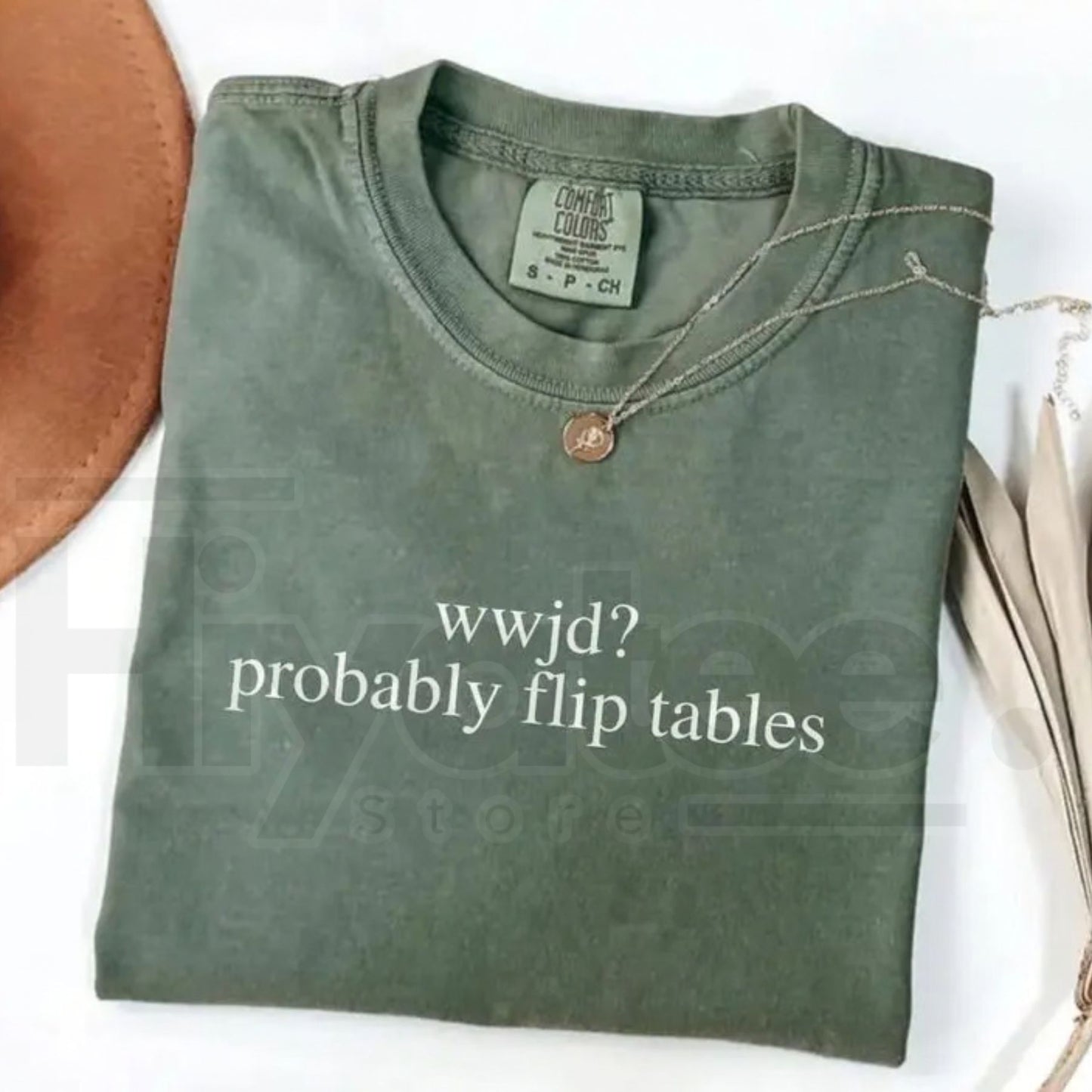 Comfort Colors® Funny Christian Shirt – WWJD Probably Flip Tables Tee, Sarcastic Jesus Graphic Faith-Based Humor Shirt