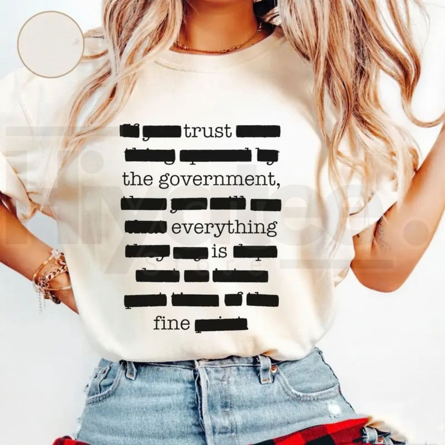 Everything Is Fine Trust Your Government Redacted Meme T-Shirt – Funny Political Graphic Tee, Sarcastic Conspiracy Theory Shirt