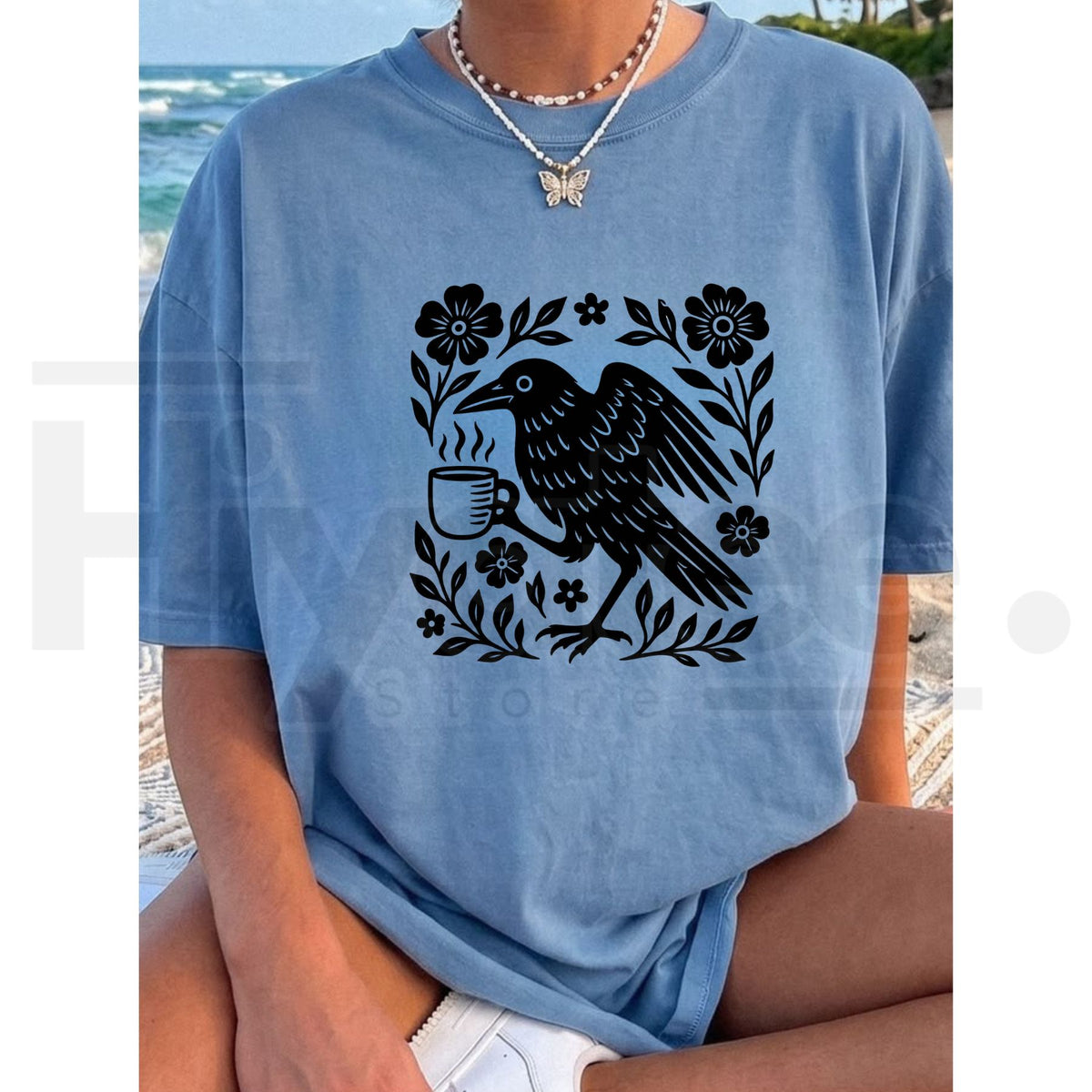 Comfort Colors Boho Crow Coffee Vintage Tee