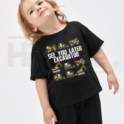See You Later Alligator Excavator Kids T-Shirt | Cute Anime Construction Graphic Tee