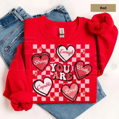 Retro "You Are Loved" Teacher Valentine Sweatshirt: Cute Heart Back to School Sweater