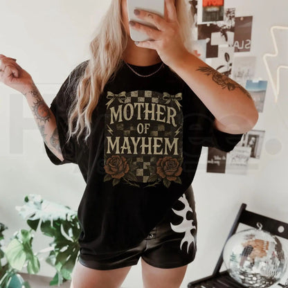 Comfort Colors Mother of Mayhem Shirt – Edgy Mom Gift, Badass Mama Graphic Tee