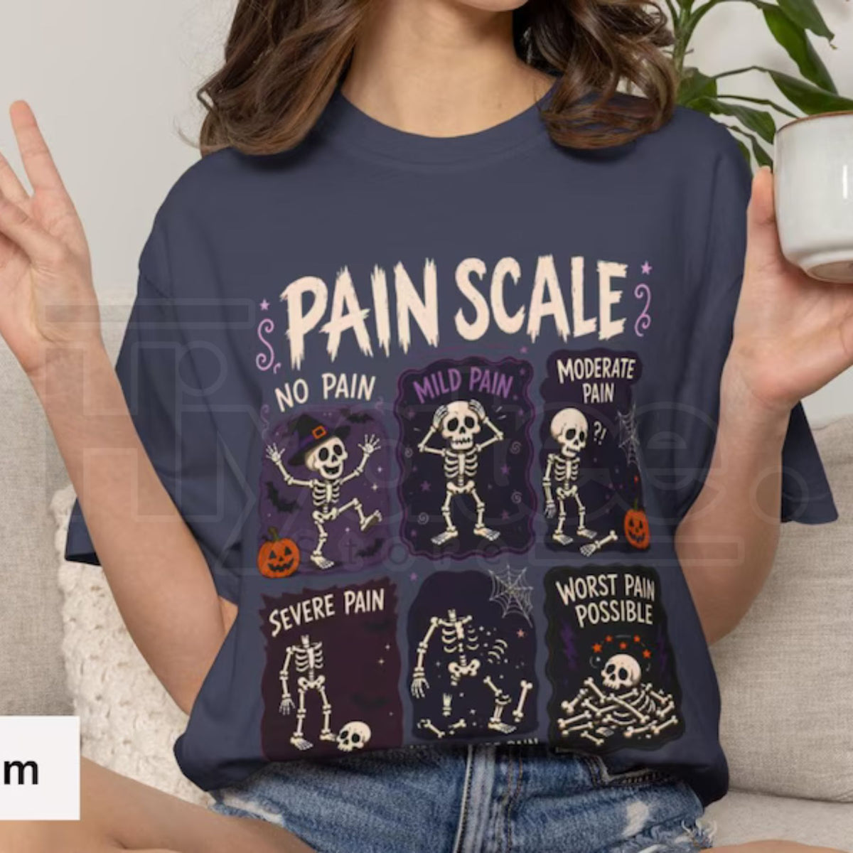 Funny Nurse Halloween Shirt Pain Scale Skeleton RN Comfort Colors Tee
