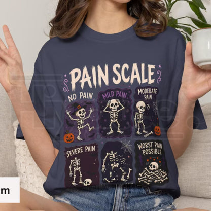 Funny Nurse Halloween Shirt Pain Scale Skeleton RN Comfort Colors Tee