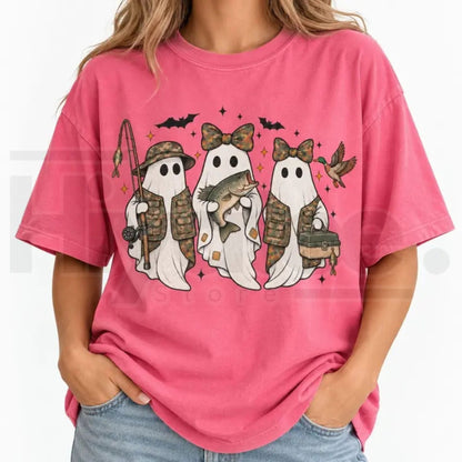 Fishing Season Ghosts Camo Ghost Halloween Comfort Colors Tee