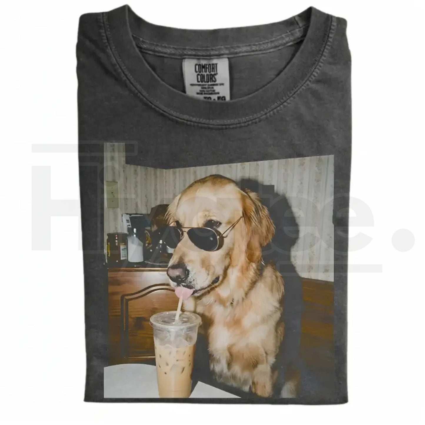 Comfort Colors 50+ Dog Breeds Available Drinking Iced Coffee Shirt – Vintage 90s Funny Edgy Dog Meme Tee, Unisex Casual Streetwear Gift