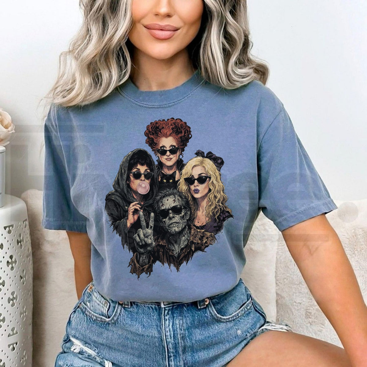 Comfort Colors Retro Halloween Hocus Pocus Portrait Selfie T-Shirt – Vintage Spooky Graphic Tee for Men & Women