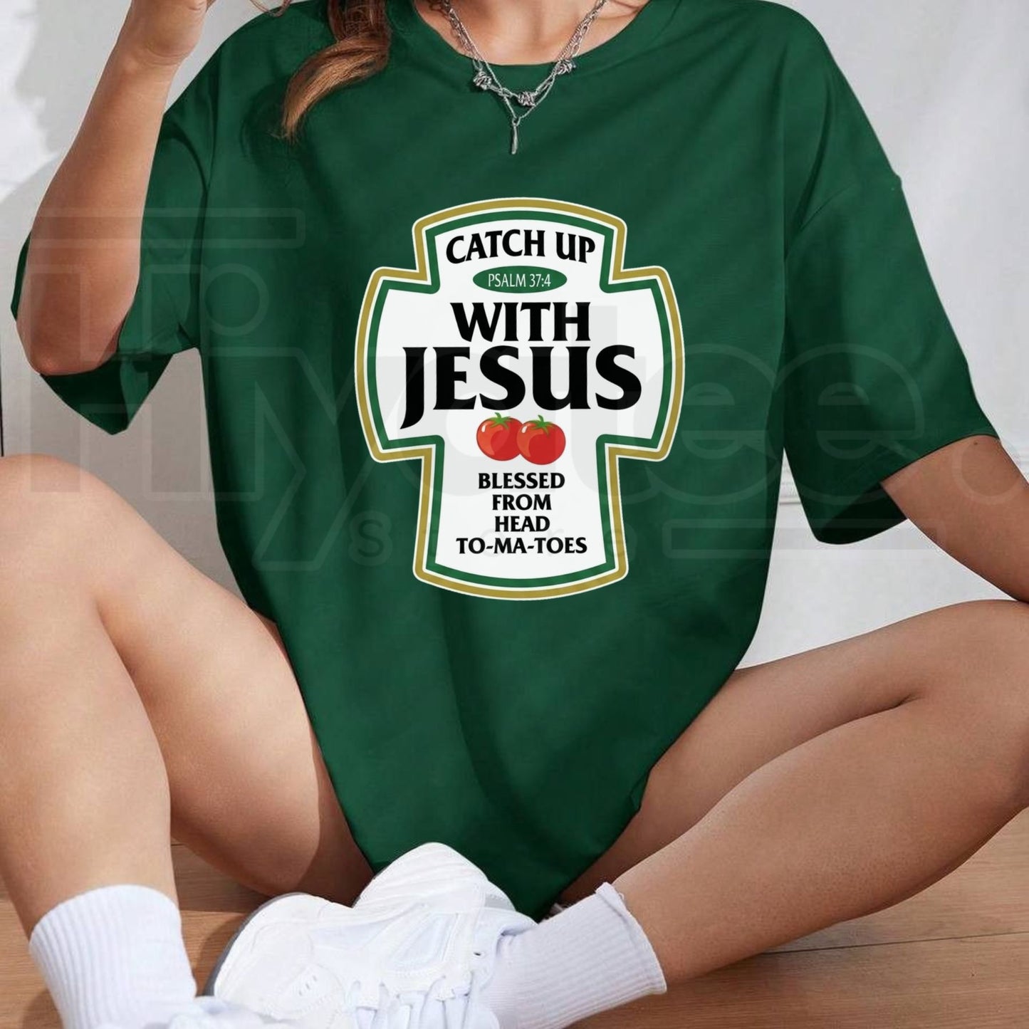 Catch Up With Jesus T-Shirt – Funny Ketchup Parody Christian Tee