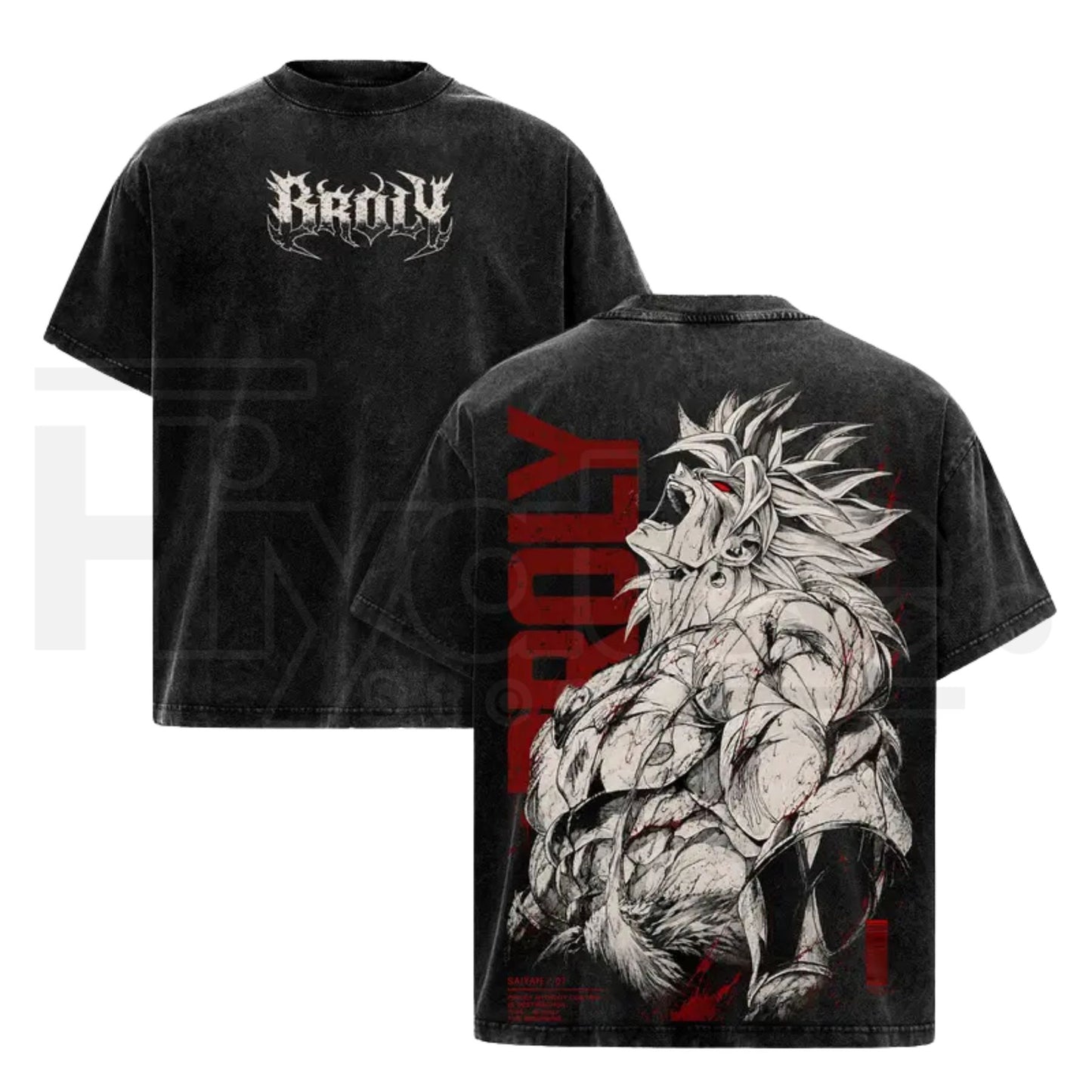 Broly DBZ Washed Tee – Super Saiyan Berserker Anime Graphic Double Printed T-Shirt