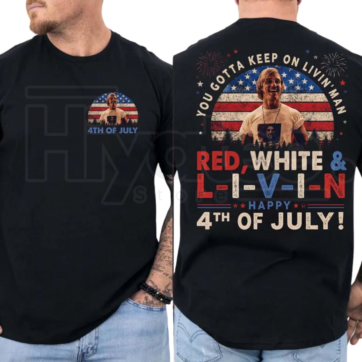 You Gotta Keep On Livin' 4th Of July T-Shirt – Vintage Dazed and Confused Patriotic Tee
