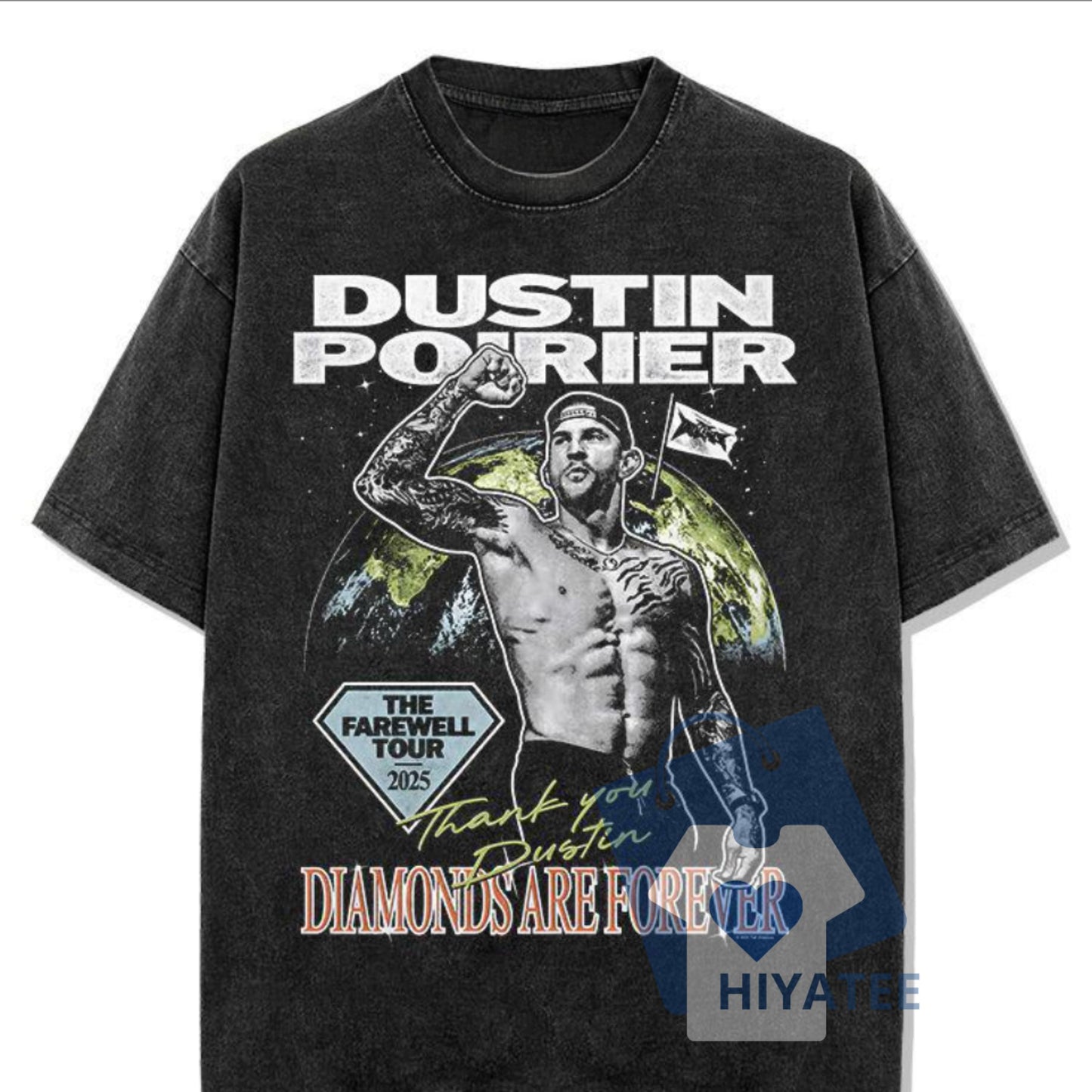 Dustin Poirier The Farewell Tour T-Shirt – Vintage Washed Cotton Tee, UFC Tribute Shirt for MMA Fans, Unisex Fight Night Graphic Apparel