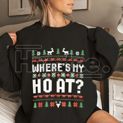 Santa's Favorite Ho Funny Christmas Sweatshirt: Santa Hat Graphic, Sassy Holiday Apparel for Women, Christmas Party Top, Retro Sports Shirts