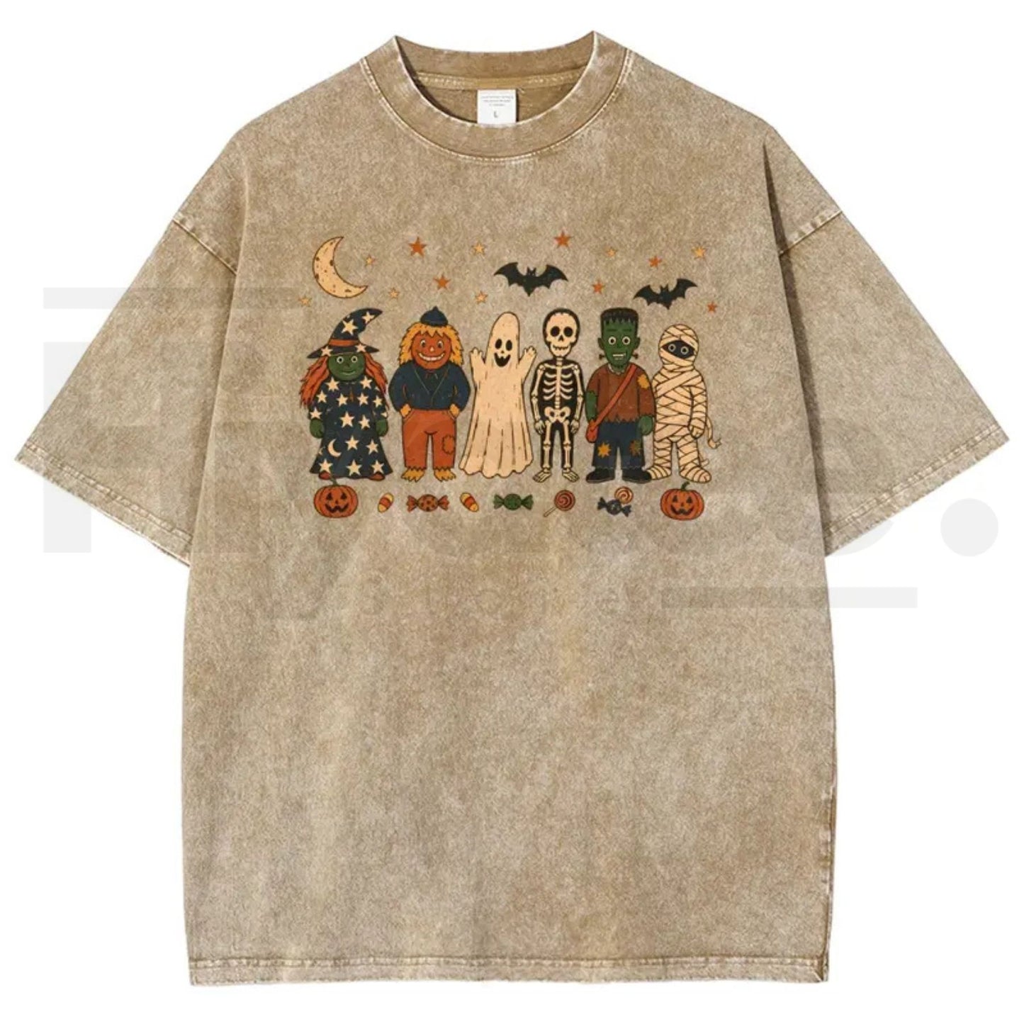 Unisex Halloween Spooky Squad Vintage Washed T-Shirt