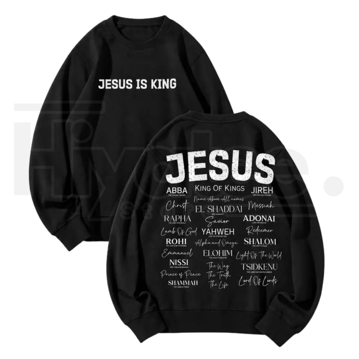 Jesus Is King Back Print Faith Crewneck Sweatshirt – Christian Aesthetic Graphic Sweater for Men & Women