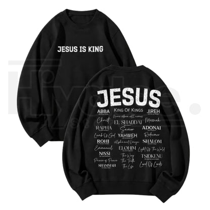Jesus Is King Back Print Faith Crewneck Sweatshirt – Christian Aesthetic Graphic Sweater for Men & Women