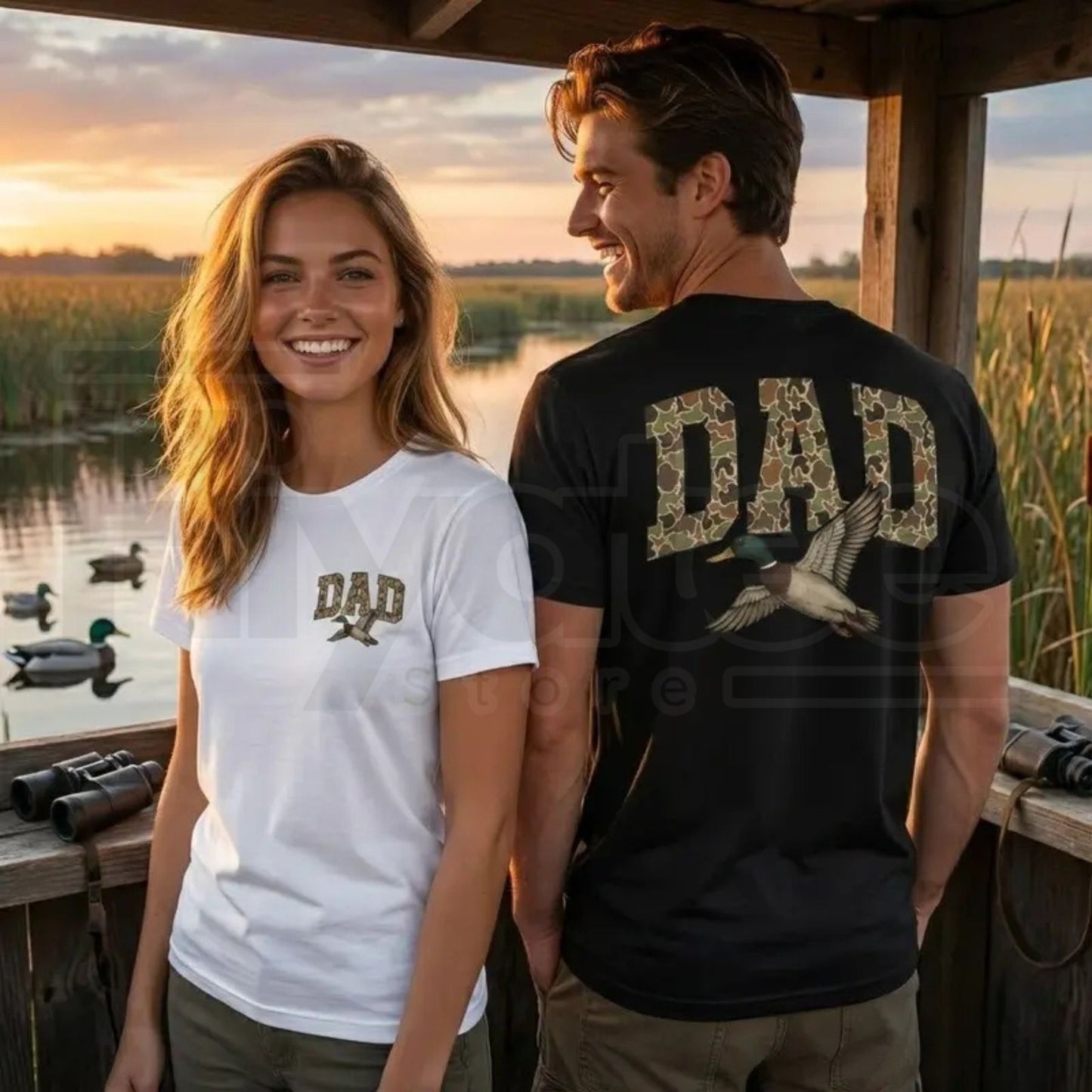 "Old School Duck Dad" – Vintage Camo Southern Hunting Top