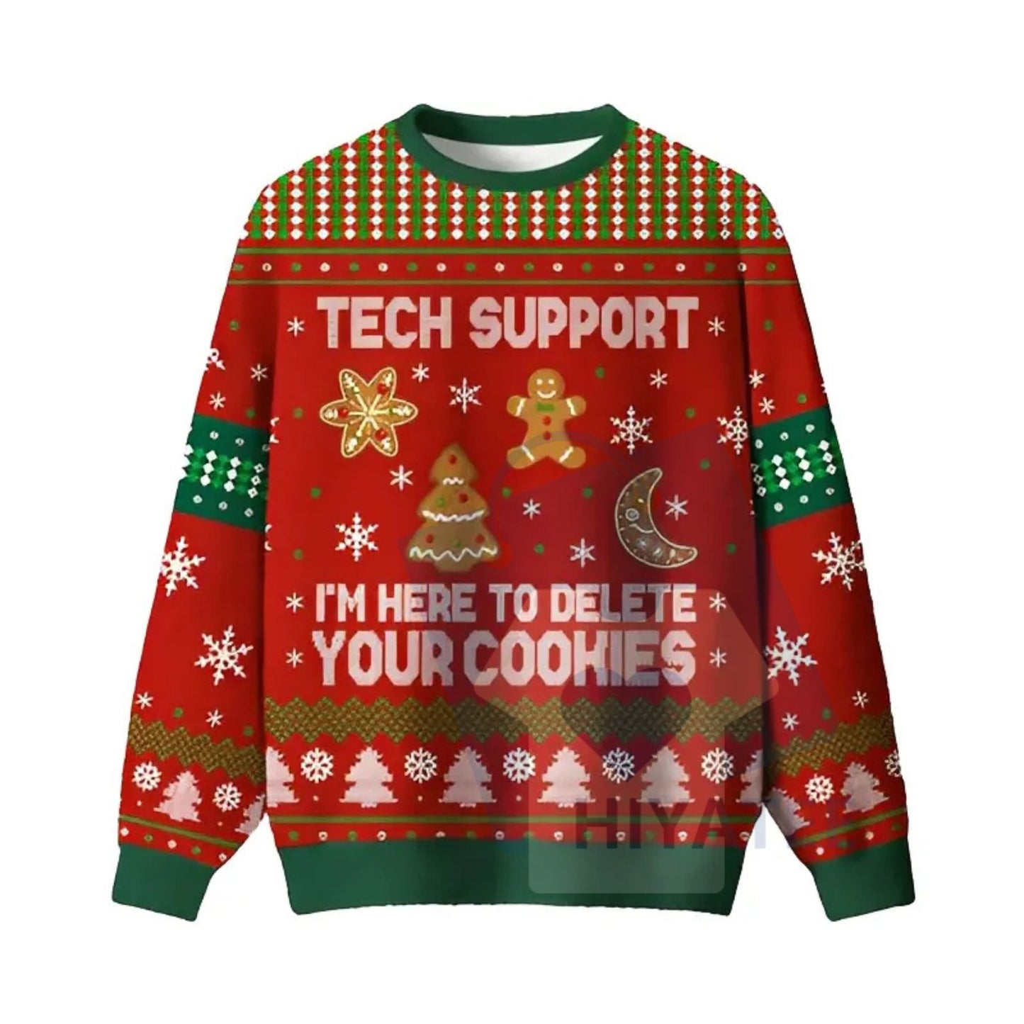 Geeksoutfit Tech Support Fun Ugly Christmas Sweater – Crewneck Pullover Knitwear
