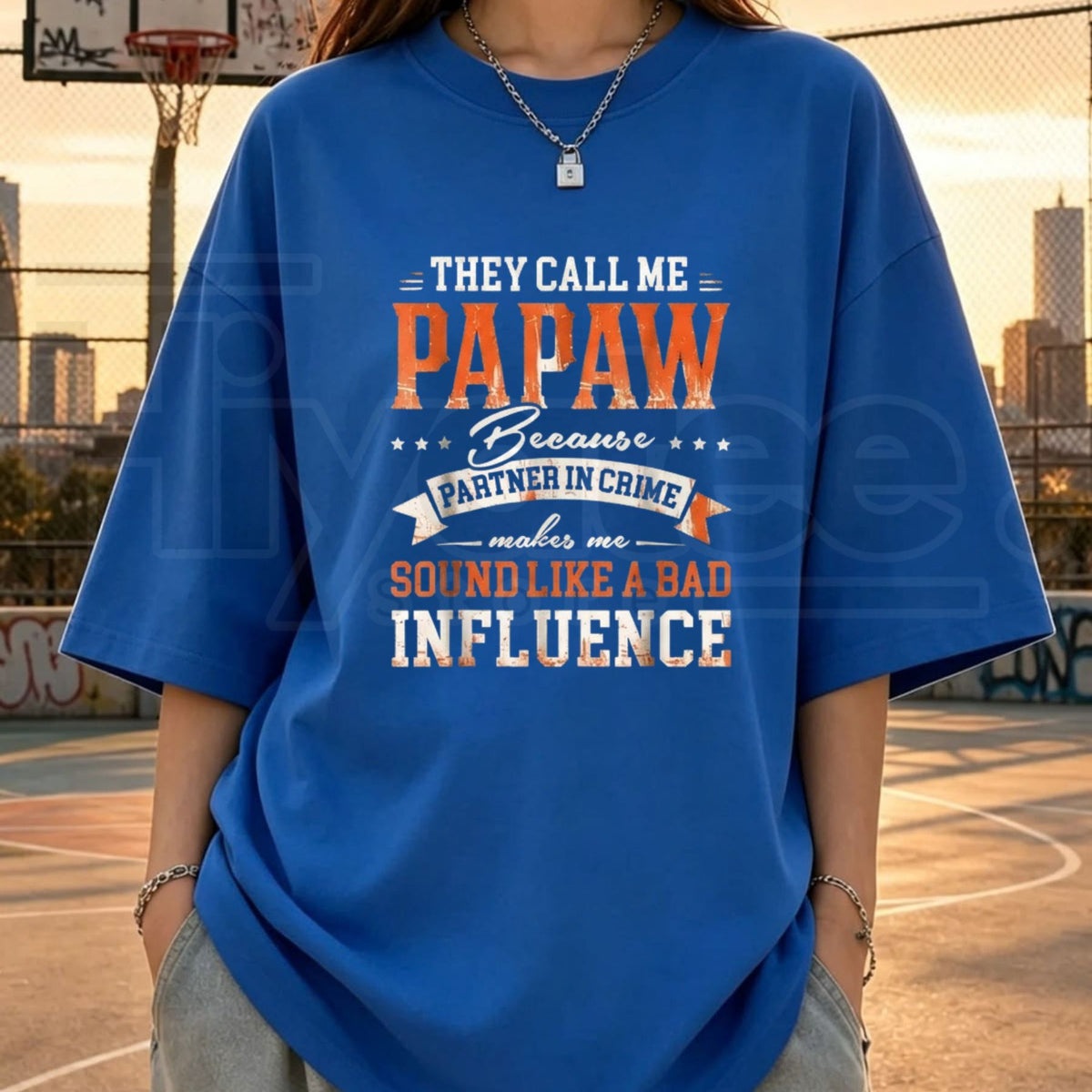 They Call Me Papaw Because Bad Influence Vintage T-Shirt – Retro Grandpa Graphic Tee