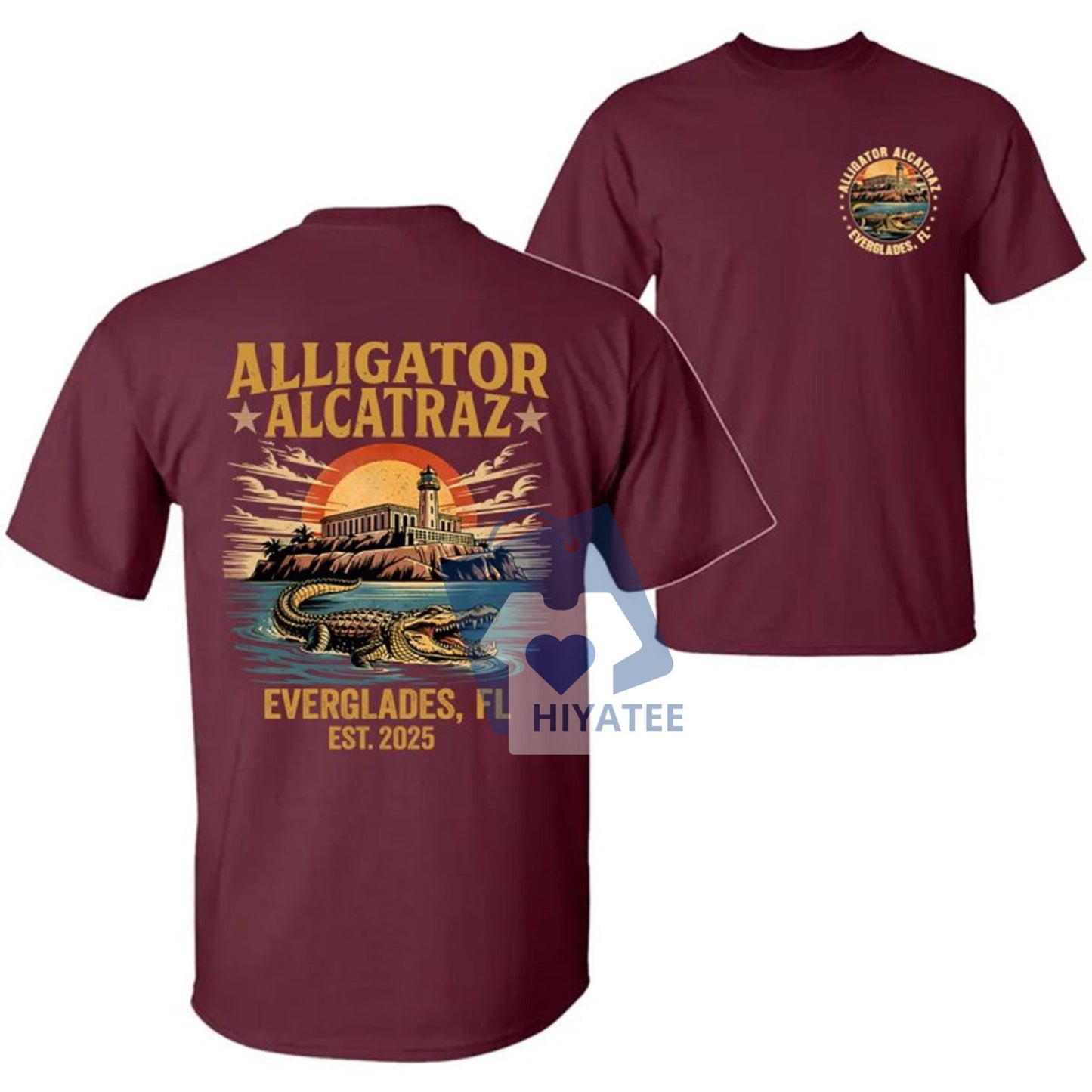 Retro Alligator Alcatraz T-Shirt – 2-Sided Funny Florida Gator Tee, Southern Dark Humor Graphic Shirt