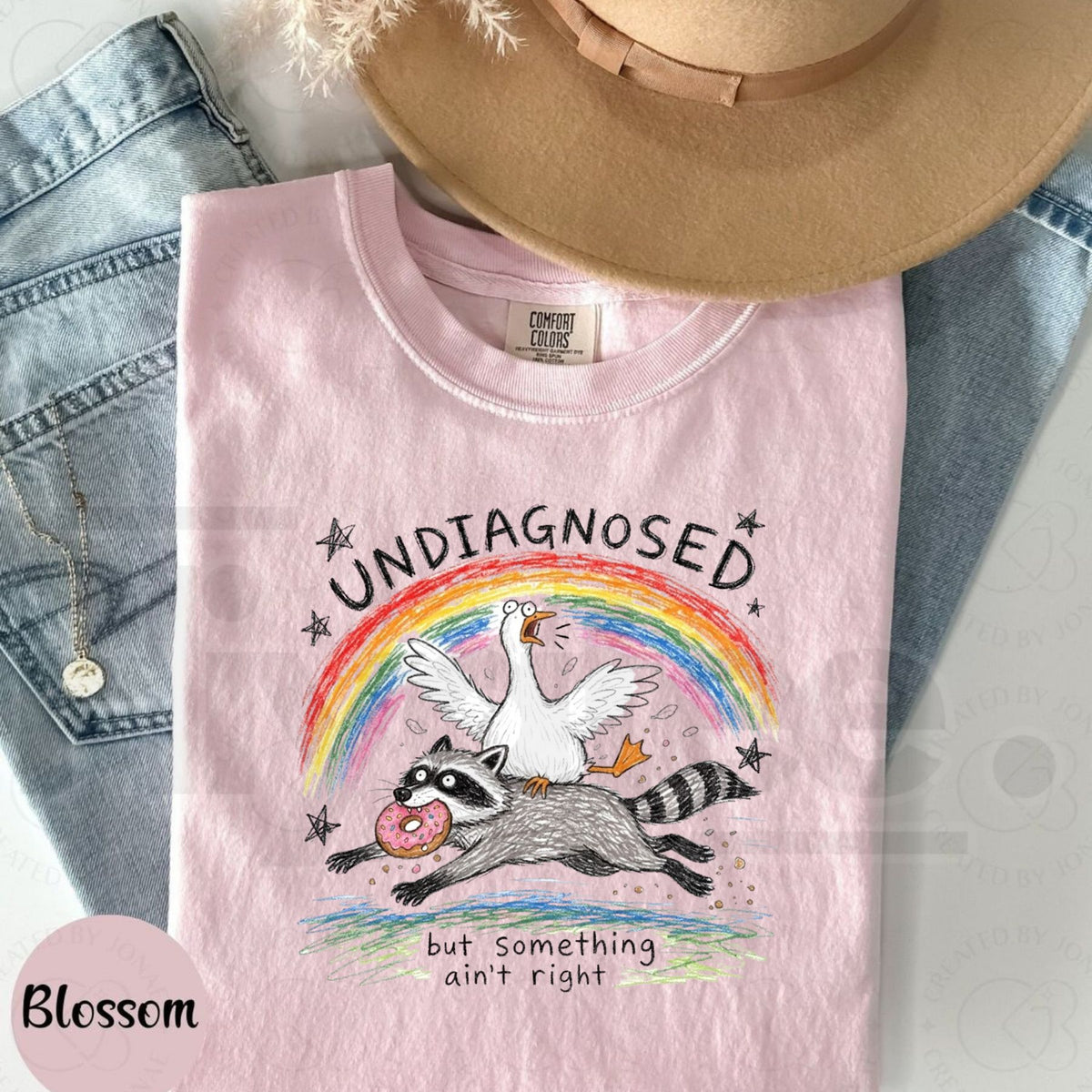 Comfort Colors Undiagnosed But Something Ain't Right T-Shirt – Funny Goose Riding Raccoon Tee