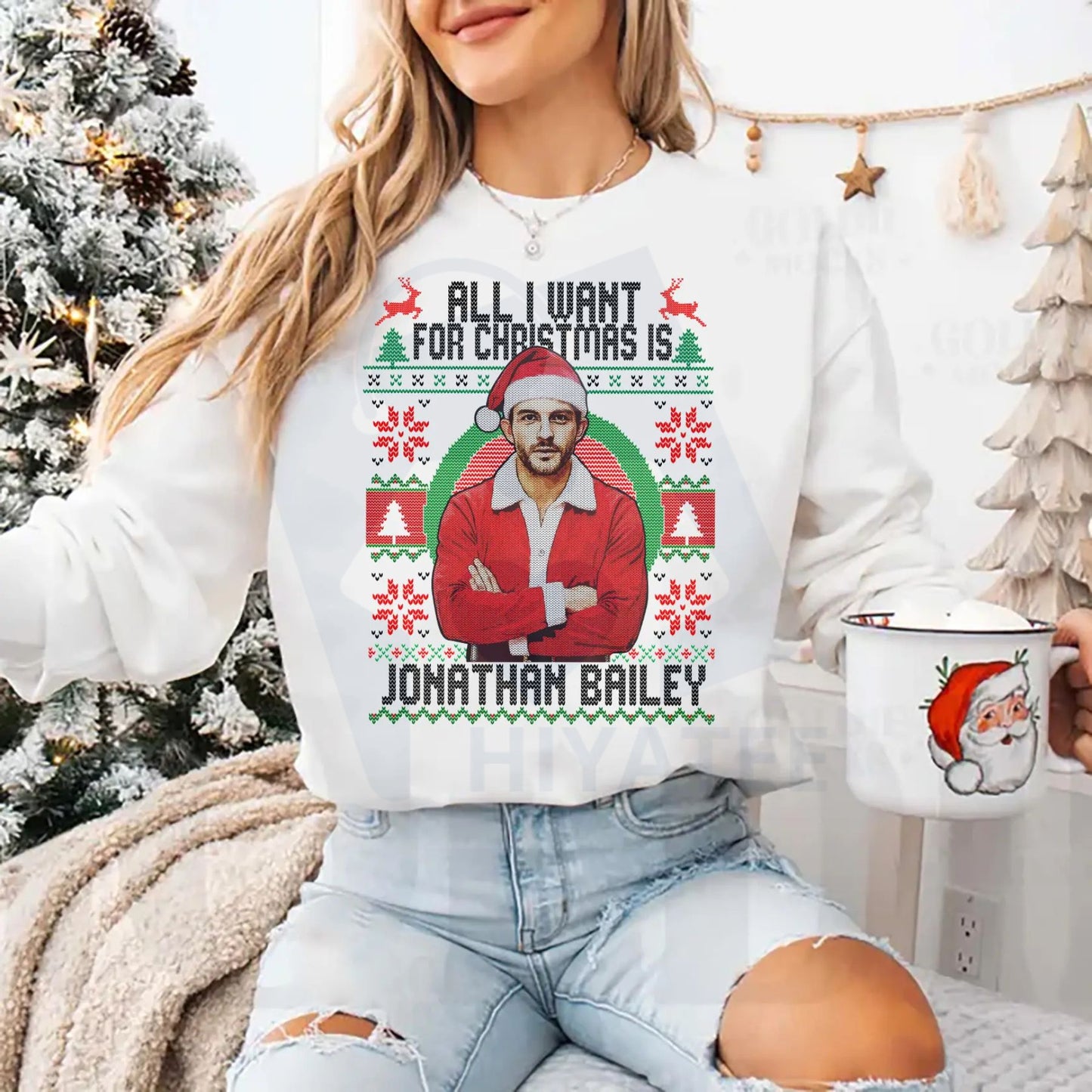 Fiyero All I Want For Christmas Is Jonathan Bailey Shirt: Ugly Xmas Sweatshirt, Wicked Musical Fan Gift, Bridgerton Star Holiday Graphic Tee